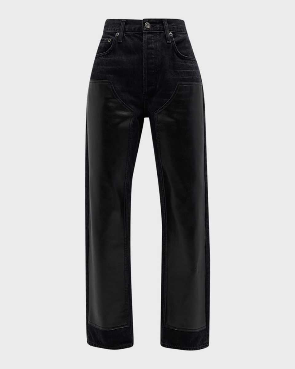 Ryder Straight-Leg Leather Patch Jeans